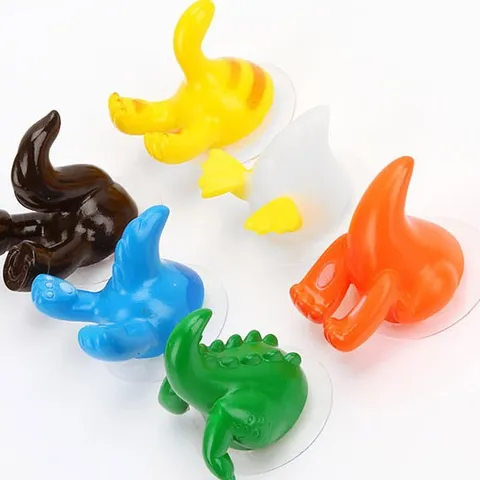 Crochet à Ventouse Créatif en Forme de Queue d'Animal de Dessin Animé Mignon Crochet Mural Sans Traces en Plastique Pour Décoration de Cuisine
