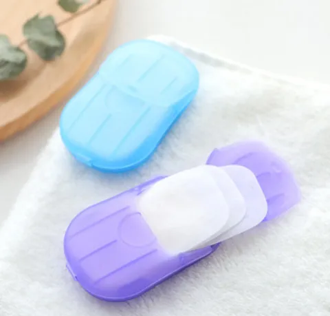 Boîte de Savon en Papier Jetable de Voyage Portable Mini Bain de Lavage des Mains Flocons de Nettoyage Hydratants Parfumés