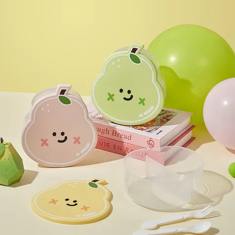 Transparent Pear Shaped Partitioned Fresh Keeping Box Cute Student Bento Box Fruit Storage Container For Outdoor Picnic