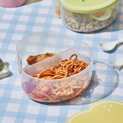 Transparent Pear Shaped Partitioned Fresh Keeping Box Cute Student Bento Box Fruit Storage Container For Outdoor Picnic
