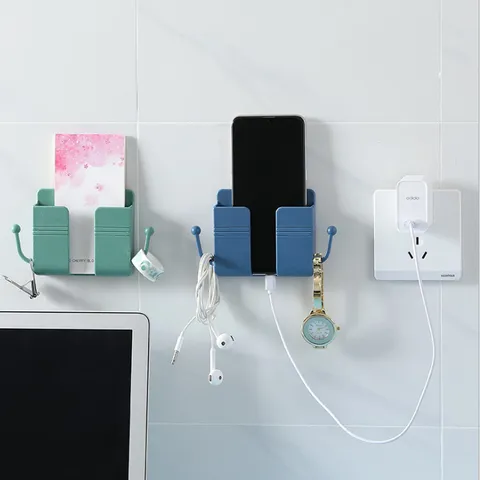 Boîte de Rangement Murale Multifonctionnelle Télécommande Support de Charge pour Téléphone Portable Organisateur en Plastique pour Bureau à Domicile
