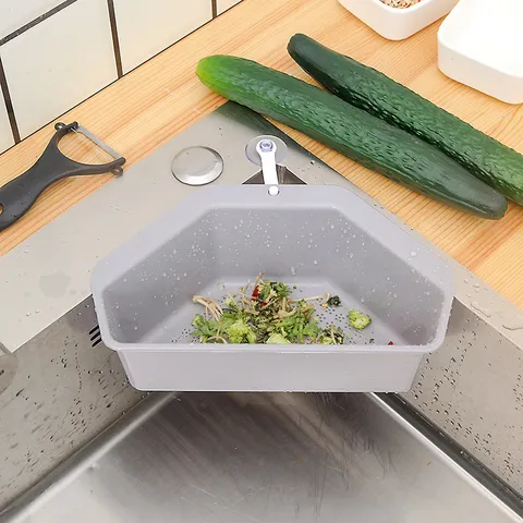 Panier d'Égouttage d'Évier de Cuisine Étagère de Rangement en Plastique Hexagonale Panier de Fruits et Légumes Avec Ventouse