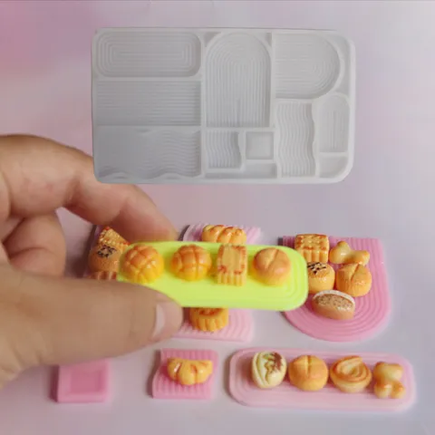 Silikonform Mini Lebensmitteleffekte Wellenmuster Kleine Schale Harzform DIY Handwerk Kuchen Backform Küchenzubehör