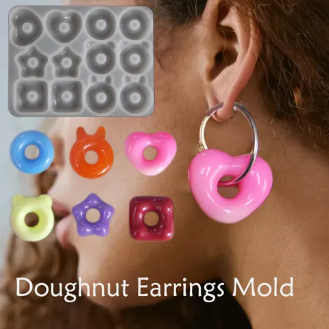 DIY Silikonform Süß Donut Bär Hase Ring Anhänger Harzform Handgemachte Schmuckherstellung Werkzeug Backform