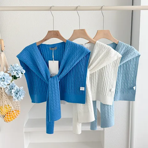 Chal de Punto de Cable Acrílico para Mujer Cardigan Abierto Falso Cuello Suéter Bufanda Accesorio de Ropa de Exterior de Otoño Casual