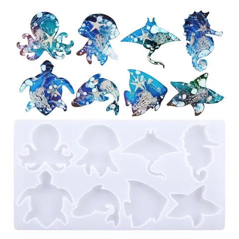 DIY Meerestiere Silikonform Quallen Oktopus Wal Epoxidharz Gießform Handwerk Form Für Schlüsselanhänger Schmuckherstellung