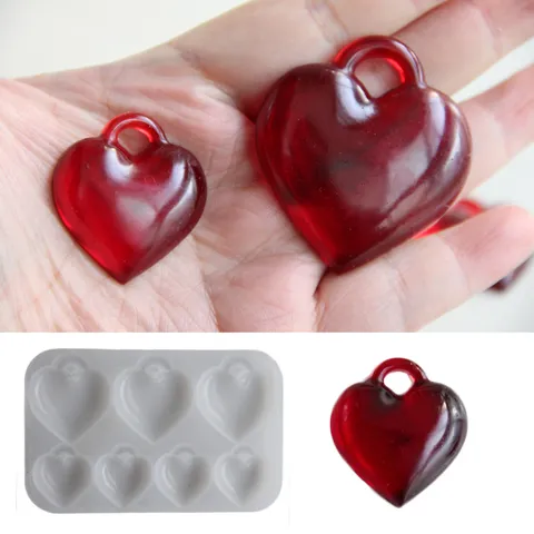 Valentinstag 3D Liebesherz Anhänger Silikonform Epoxidharz Gießhandwerk DIY Kuchenform Backwerkzeug Bastelbedarf