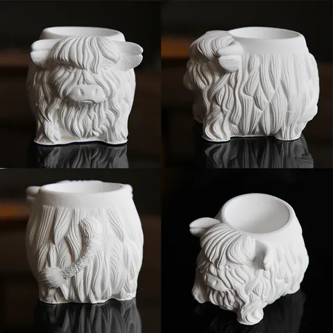 Süße Hochland Yak Silikonform 3D Tier Beton Harz Gips Kerze Tasse Stifthalter DIY Handgemachte Handwerk Form