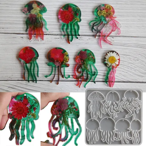 Quallen Anhänger Epoxidharz Silikonform Tiefsee Oktopus Harz Gießformen DIY Handwerk Werkzeug