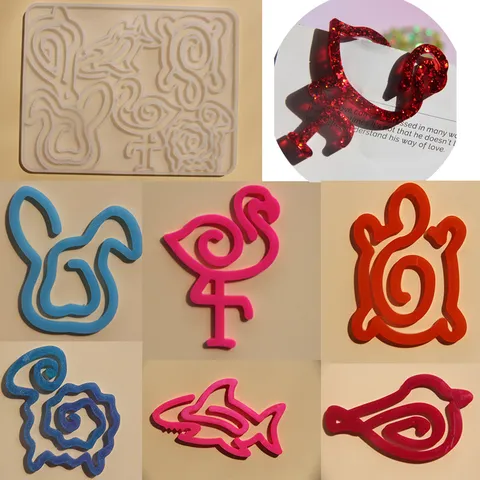 Süßes Tier Büroklammer Lesezeichen Silikonform DIY Harz Handwerk Herstellung Form Cartoon Tier Form Flexible Epoxidgussform