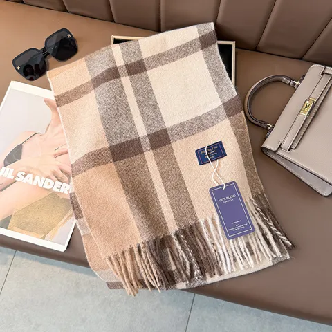 Classic Plaid Imitation Cashmere Scarf Tassel Winter Warm Neck Scarf Fashion Retro Couple Casual Scarf
