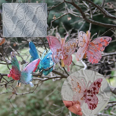3D Schmetterling Haarnadel Silikonform DIY Epoxidharz Gießform Mit Metall Haarnadel Zubehör Für Handwerk Heimdekoration