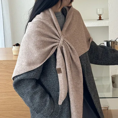 Bufanda Triangular de Invierno Cálida de Mezcla de Lana para Mujer Chal Casual Calentador de Cuello