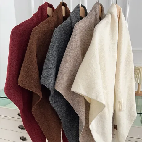Bufanda Triangular de Invierno Cálida de Mezcla de Lana para Mujer Chal Casual Calentador de Cuello