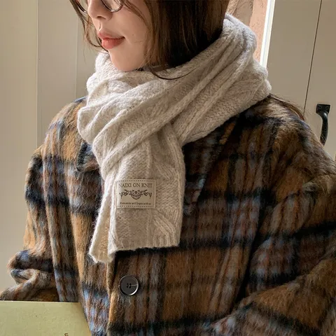 Bufanda Gruesa Y Cálida De Invierno De Tejido De Trenza Para Mujer Patrón De Trenza Vintage Suave Cortavientos Calentador De Cuello Largo Accesorio De Moda