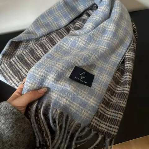 Bufanda Cálida de Invierno para Mujer Cuadros Retro Bloque de Color Borla Bufanda Larga Oversize Suave Casual Diario Cuello Cálido