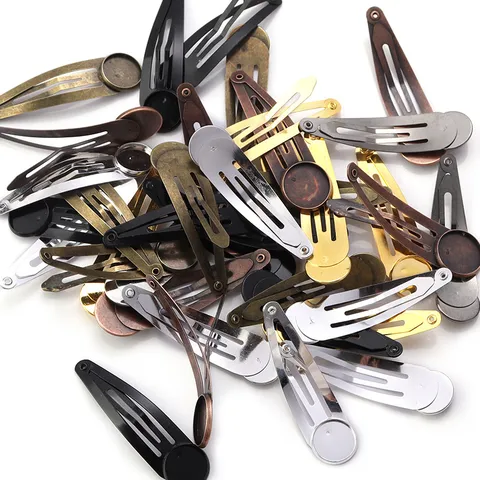 Clip per Capelli a Scatto in Ferro Fai da Te Fatte a Mano Con Base a Vassoio Tonda per Cabochon in Pietre del Tempo Accessori per Gioielli per Capelli Galvanizzati Diverse Dimensioni e Colori