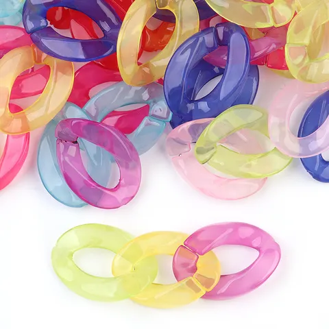 Acrylic Colorful Transparent Open Link Chain Connectors For DIY Jewelry Making Earrings Glasses Chain Necklace Accessories
