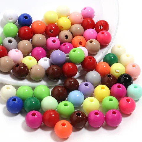 Acrylic Round Loose Beads Solid Color Multicolor Macaron Tone Christmas Series For DIY Craft Jewelry Making Accessories