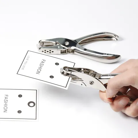 Handheld Manual Single Hole Puncher Metal Alloy Electroplated Paper Card Punching Tool For Office School DIY Label Craft