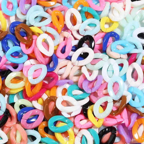 Acrylic Colorful Open Chain Link Plastic Twisted Linking Rings For Bag Chain Keychain DIY Jewelry Making Accessories