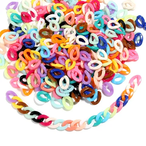 Acrylic Colorful Open Chain Link Plastic Twisted Linking Rings For Bag Chain Keychain DIY Jewelry Making Accessories