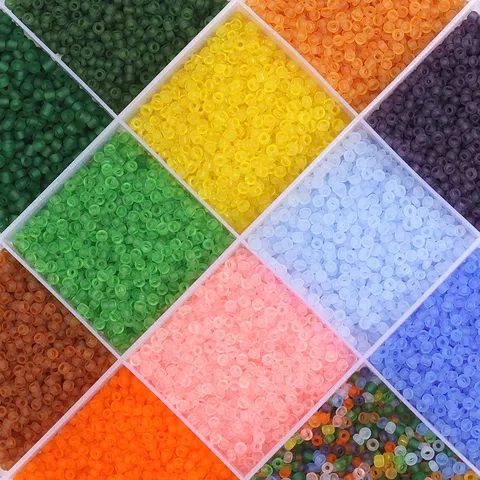 Frosted Matte Glass Seed Beads Round Loose Spacer Beads Small Round Holes Colored Craft Glass Beads For DIY Bracelet Needlework Jewelry Making