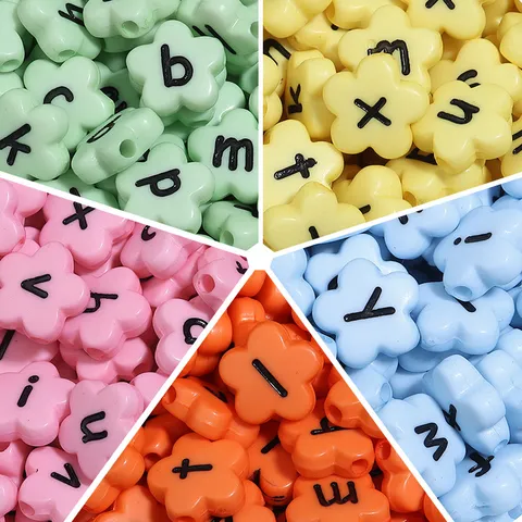 Acrylic Flower Alphabet Loose Beads Multicolor Initial Flower Shaped Beads For DIY Jewelry Craft Necklace Bracelet Making Accessories