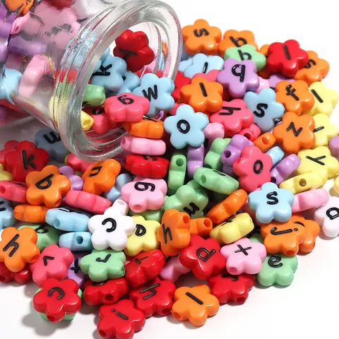 Acrylic Flower Alphabet Loose Beads Multicolor Initial Flower Shaped Beads For DIY Jewelry Craft Necklace Bracelet Making Accessories