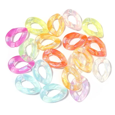 Electroplated Acrylic Translucent Colorful Open Chain Link Buckle For DIY Eyeglass Chain Earring Jewelry Making Accessories