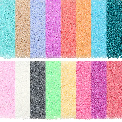 Faux Jade Glass Seed Beads Small Round Loose Beads For DIY Bracelet Jewelry Making Material Creamy Bright Colors Mixed Beads