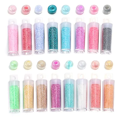 Faux Jade Glass Seed Beads Small Round Loose Beads For DIY Bracelet Jewelry Making Material Creamy Bright Colors Mixed Beads
