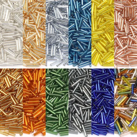 Silver Lined Glass Seed Beads Tubular Bugle Beads For DIY Jewelry Making Bracelet Embroidery Clothing Accessories Handmade Craft Material