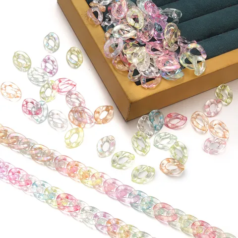 Acrylic Colorful Transparent Open Chain Link Connectors For DIY Bag Glasses Chain Phone Lanyard Accessory Fashion Jewelry Making