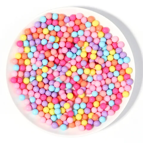 Perles Rondes En Acrylique Macaron Sans Trou Couleur Unie Plaquée Perles En Vrac Pour Bijoux Faits Main DIY Accessoires Décor Artisanat