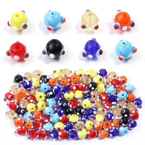 Vintage Lampwork Glass Evil Eye Beads Multicolor Round Loose Beads Spacer Beads For DIY Jewelry Craft Making Clothing Accessories
