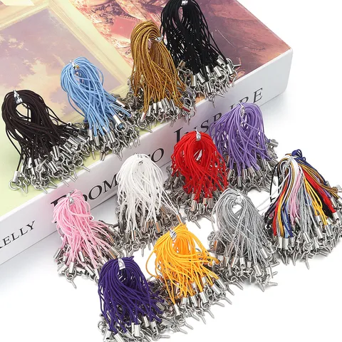 50PCS DIY Handcrafted Woven Polyester Cord Phone Lanyard With Screw Eye Pin Jewelry Making Accessories Handmade Charms