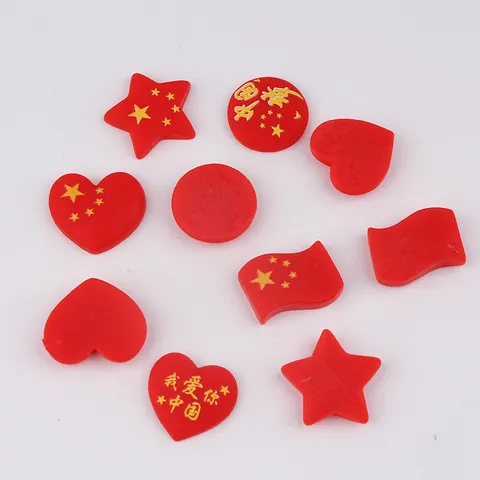 Resin DIY Charms Pentagram Heart Round Shape Red Patch For Phone Case Hair Clips Handmade Craft Materials Decorative Charms