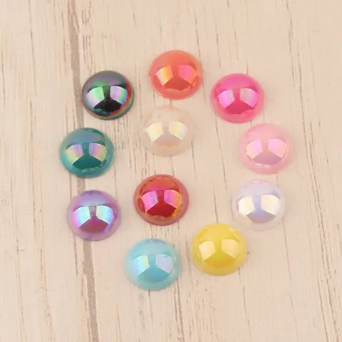 10mm Half Round Smooth AB Color Cat Eye Flatback Acrylic Rhinestone Gem Cabochon Patch For DIY Jewelry Making Scrapbooking Phone Case