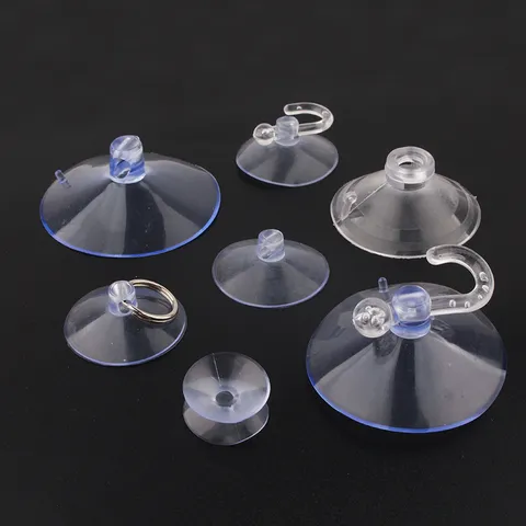 Transparent Suction Cup Hooks Strong Mushroom Head Wall Hanging For Wedding Car Glass Tile Decoration Double Sided Perforated Plastic Suction Cups