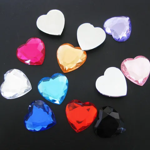 Heart Shaped Flatback Acrylic Rhinestones Faceted Cabochons For DIY Jewelry Making Multi Color Resin Gems Decoration