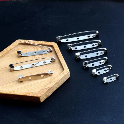 DIY Alloy Brooch Backs Safety Pins Silver Plated Pin Base Findings For Brooches Jewelry Making Handmade Craft Supplies Accessory