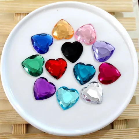 Heart Shaped Flatback Acrylic Rhinestones Faceted Cabochons For DIY Jewelry Making Multi Color Resin Gems Decoration