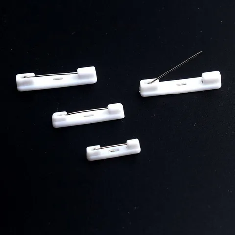 White Plastic Safety Pins For DIY Badge ID Card Name Tag Base Brooch Back Pins Components Components Craft Findings