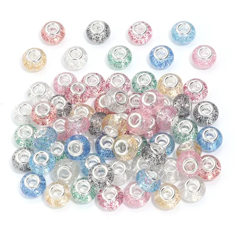 Resin Large Hole Beads Faceted Transparent Big Hole Beads For DIY Jewelry Making Bracelet Necklace Beads Craft Supplies