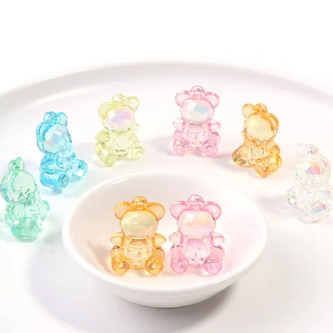 Colgantes de Acrílico Transparente Osos de Colores para Cadena de Teléfono DIY Collar Accesorios de Joyería Hechos a Mano Cuentas Sueltas