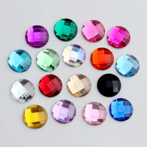 14mm Flache Rückseite Acryl Erde Perlen Rund Gitter Schnitt Strass DIY Schmuckherstellung Zubehör Handgefertigte Deko