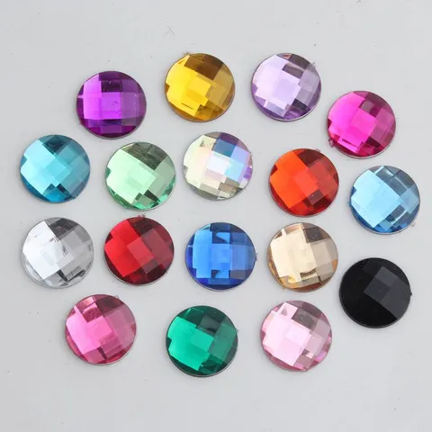 14mm Flache Rückseite Acryl Erde Perlen Rund Gitter Schnitt Strass DIY Schmuckherstellung Zubehör Handgefertigte Deko