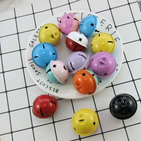 4cm Metal Two-tone Star Cutout Jingle Bells For Christmas Tree Decoration Pet Collar Charms Craft DIY Painted Decorative Bells