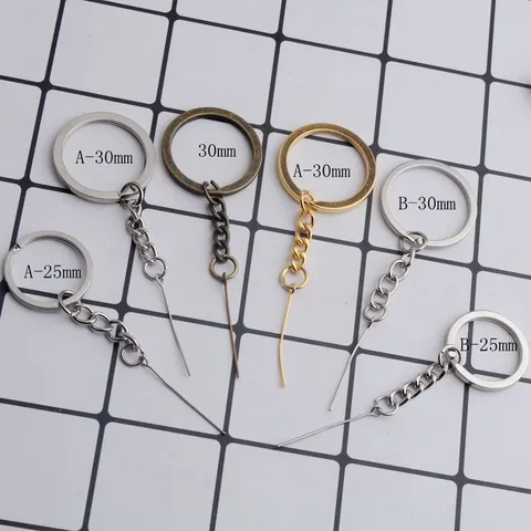 DIY Handgefertigt Schmuckzubehör Schlüsselring Aus Metall Mit Kette Und Verbinder Pins Silber Gold Antike Bronze Schlüsselanhänger Ring Für Schlüsselbund Herstellung